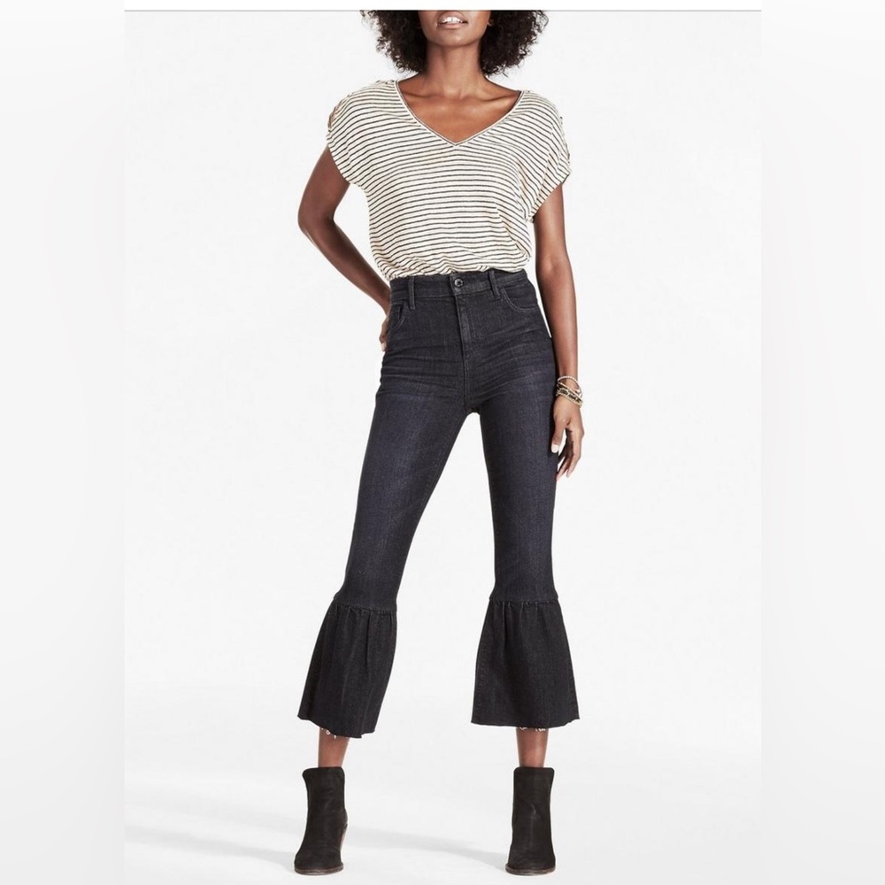 Lucky Brand High Rise Cropped Ruffle Flare Jean Size 0/25